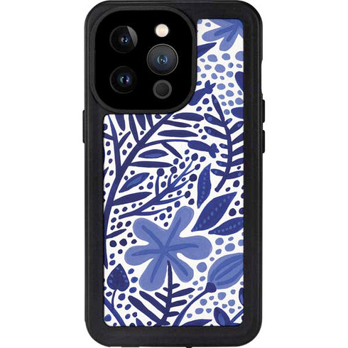 Cat Coq Blue Garden iPhone 14 Pro Waterproof Case