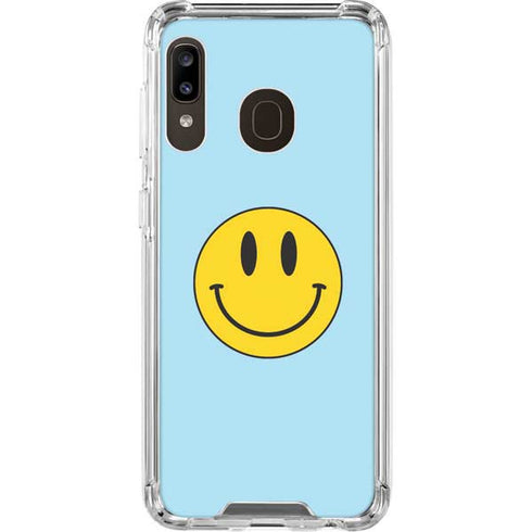 Blue Happy Face Galaxy A30 Clear Case