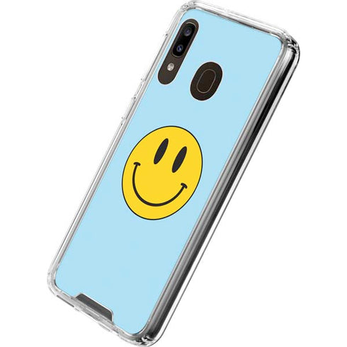 Blue Happy Face Galaxy A30 Clear Case