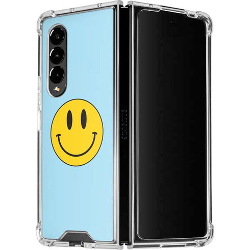 Blue Happy Face Galaxy Z Fold4 5G Clear Case