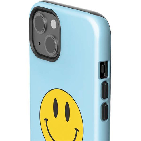 Blue Happy Face iPhone 15 Plus Impact Case