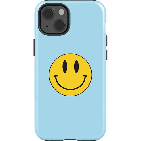 Blue Happy Face iPhone 15 Impact Case