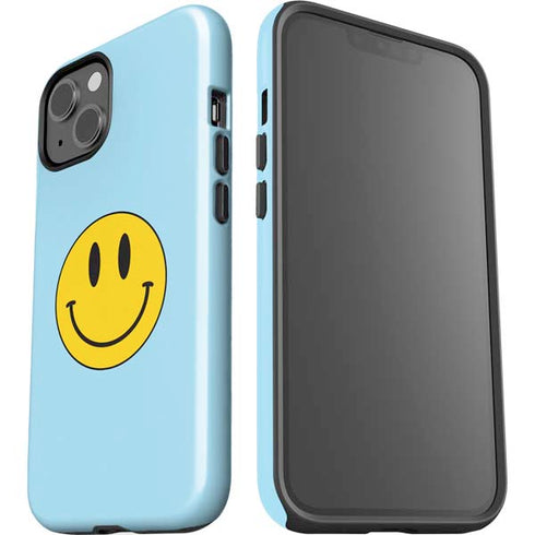 Blue Happy Face iPhone 15 Impact Case
