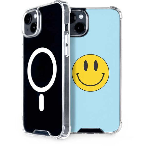 Blue Happy Face iPhone 15 Plus MagSafe Case