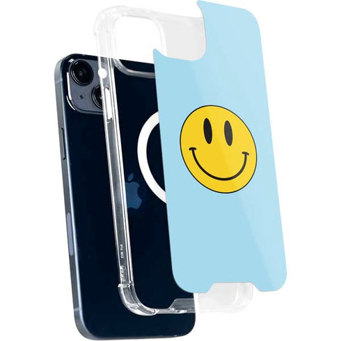 Blue Happy Face iPhone 15 Plus MagSafe Case