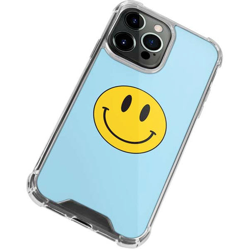 Blue Happy Face iPhone 15 Pro Clear Case
