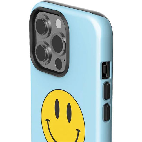 Blue Happy Face iPhone 15 Pro Impact Case