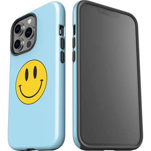 Blue Happy Face iPhone 15 Pro Impact Case