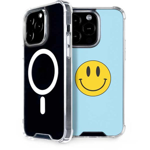 Blue Happy Face iPhone 15 Pro MagSafe Case