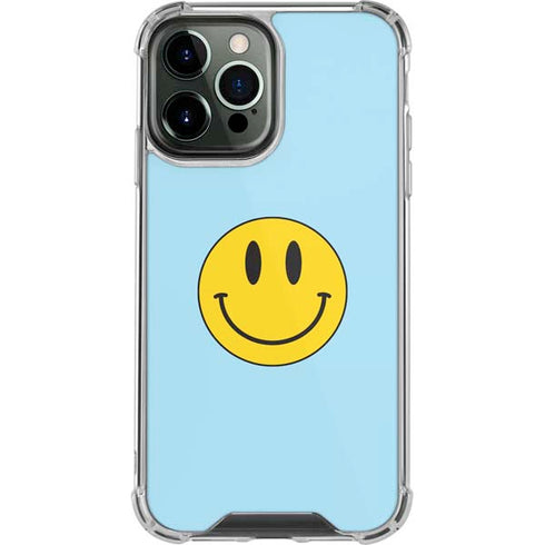 Blue Happy Face iPhone 15 Pro Max Clear Case
