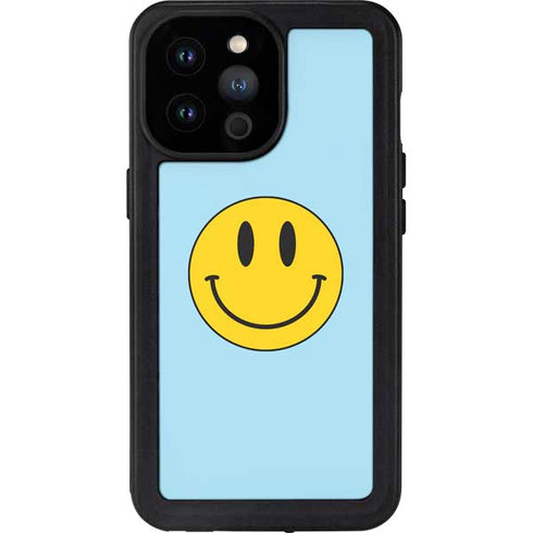 Blue Happy Face iPhone 14 Pro Max Waterproof Case