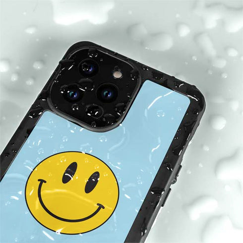 Blue Happy Face iPhone 14 Pro Max Waterproof Case