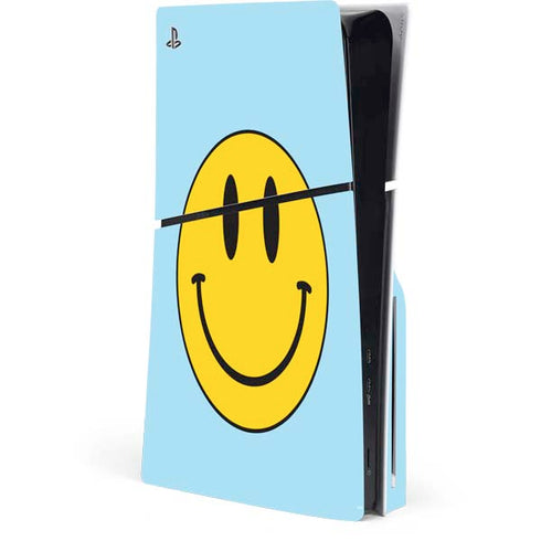 Blue Happy Face PS5 Slim Disk Console Skin