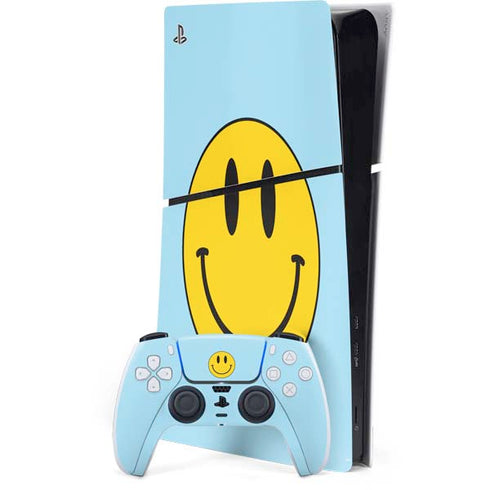 Blue Happy Face PS5 Slim Digital Edition Console Skin