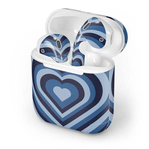 Blue Heart Pattern Apple AirPods Skin