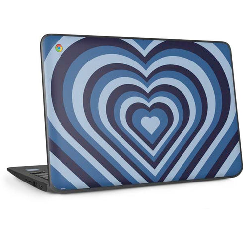 Blue Heart Pattern HP Chromebook Skin