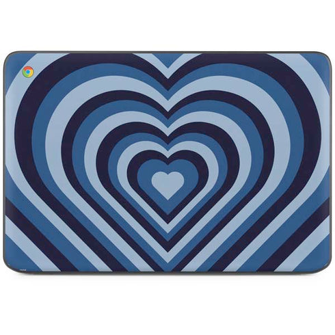 Blue Heart Pattern HP Chromebook Skin