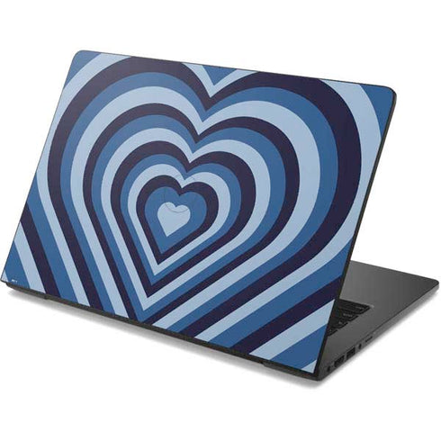 Blue Heart Pattern Dell Chromebook Skin