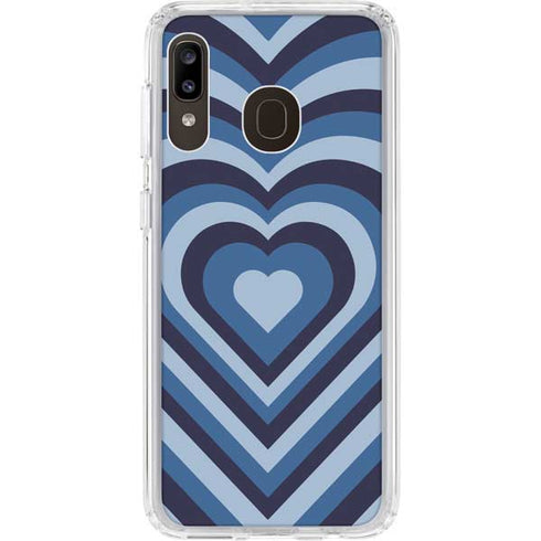 Blue Heart Pattern Galaxy A20 Clear Case