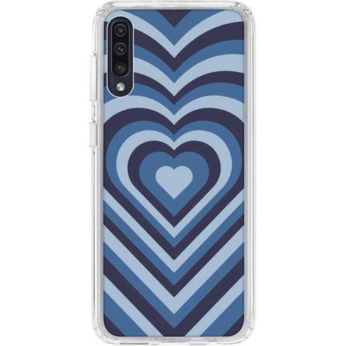 Blue Heart Pattern Galaxy A50 Clear Case