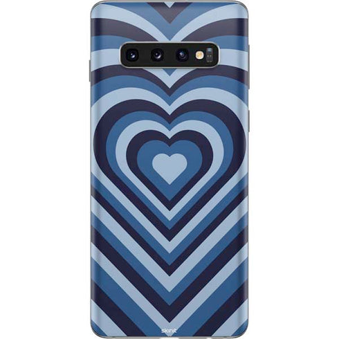 Blue Heart Pattern Galaxy S10 Skin