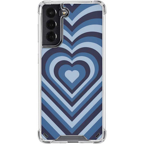 Blue Heart Pattern Galaxy S21 5G Clear Case