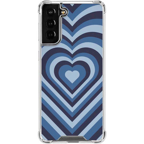 Blue Heart Pattern Galaxy S21 FE Clear Case