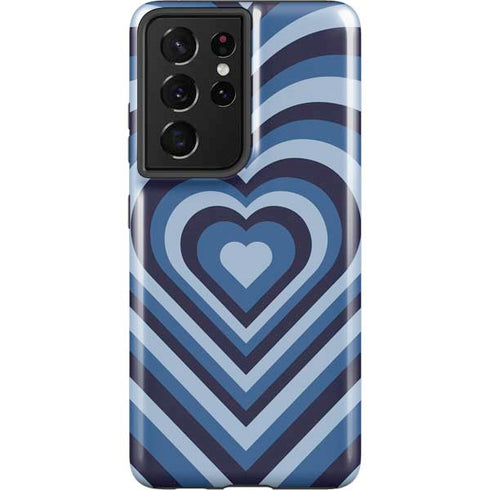 Blue Heart Pattern Galaxy S21 Ultra 5G Pro Case