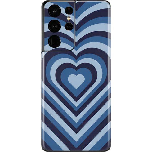 Blue Heart Pattern Galaxy S21 Ultra 5G Skin