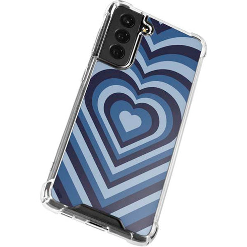 Blue Heart Pattern Galaxy S22 Clear Case