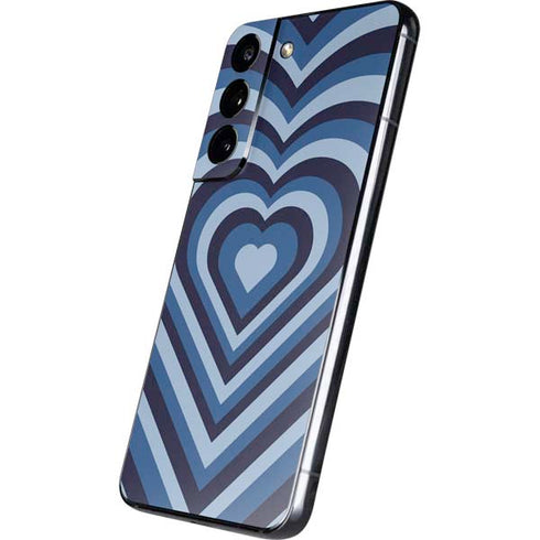 Blue Heart Pattern Galaxy S22 Skin