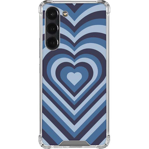 Blue Heart Pattern Galaxy S23 Plus Clear Case