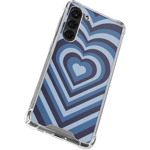 Blue Heart Pattern Galaxy S23 Plus Clear Case