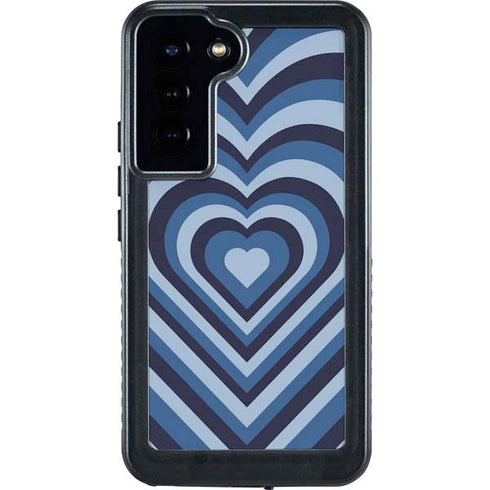 Blue Heart Pattern Galaxy S23 Plus Waterproof Case