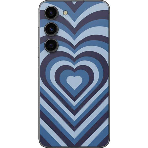 Blue Heart Pattern Galaxy S23 Skin