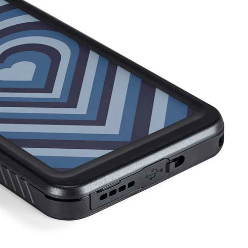 Blue Heart Pattern Galaxy S23 Waterproof Case