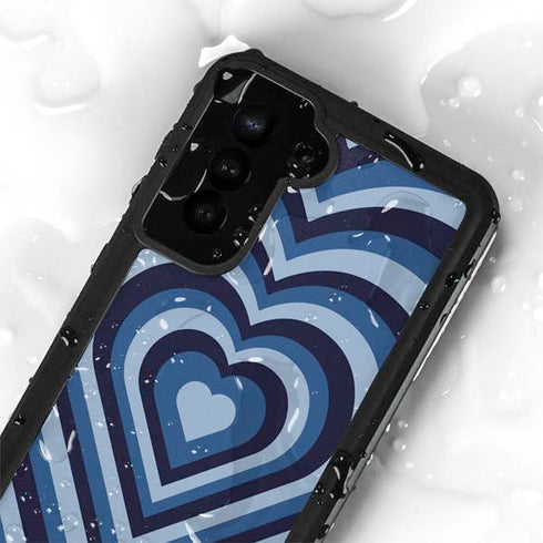 Blue Heart Pattern Galaxy S23 Waterproof Case