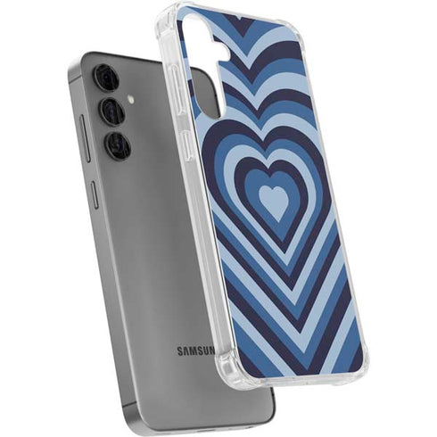 Blue Heart Pattern Galaxy S24 Plus Clear Case