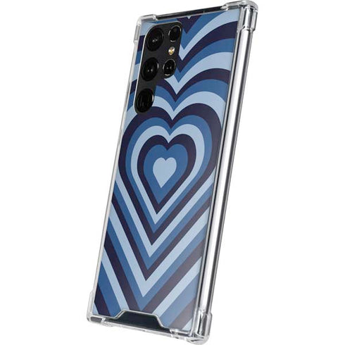 Blue Heart Pattern Galaxy S24 Ultra Clear Case