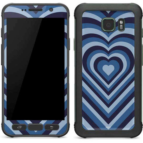 Blue Heart Pattern Galaxy S7 Active Skin