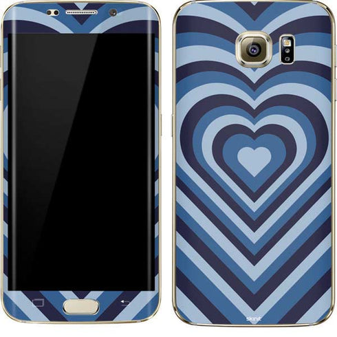 Blue Heart Pattern Galaxy S7 Edge Skin
