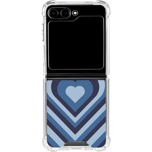 Blue Heart Pattern Galaxy Z Flip5 5G Clear Case