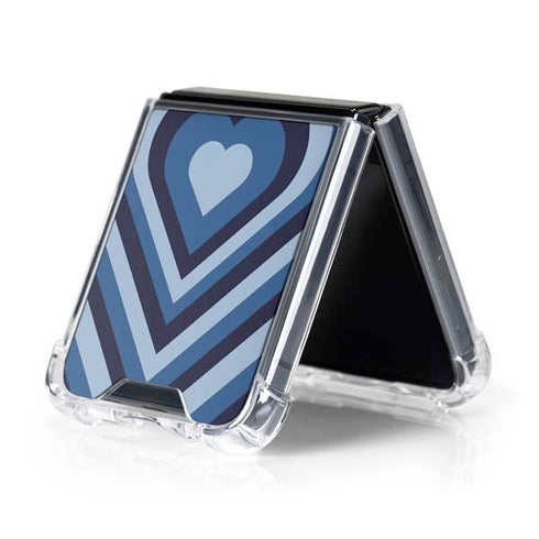 Blue Heart Pattern Galaxy Z Flip5 5G Clear Case