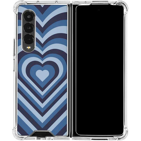 Blue Heart Pattern Galaxy Z Fold4 5G Clear Case