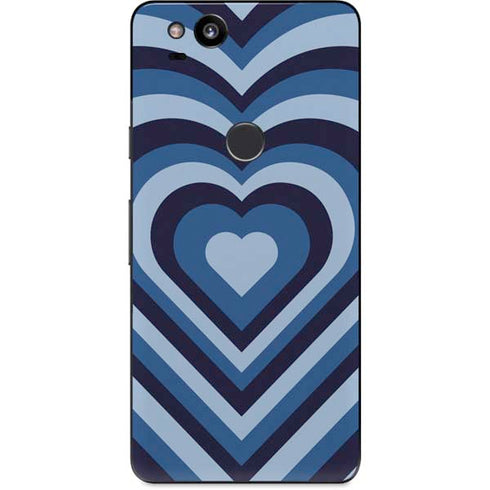 Blue Heart Pattern Google Pixel 2 Skin