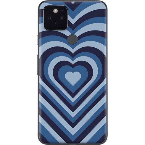 Blue Heart Pattern Google Pixel 5 Skin
