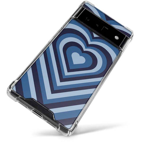 Blue Heart Pattern Google Pixel 6 Clear Case
