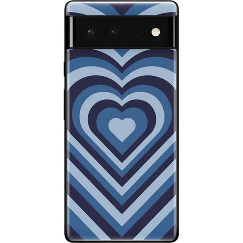 Blue Heart Pattern Google Pixel 6 Skin
