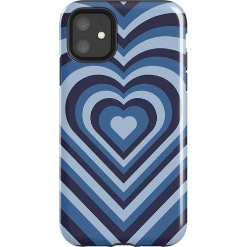 Blue Heart Pattern iPhone 11 Impact Case