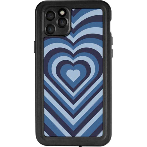 Blue Heart Pattern iPhone 11 Pro Max Waterproof Case